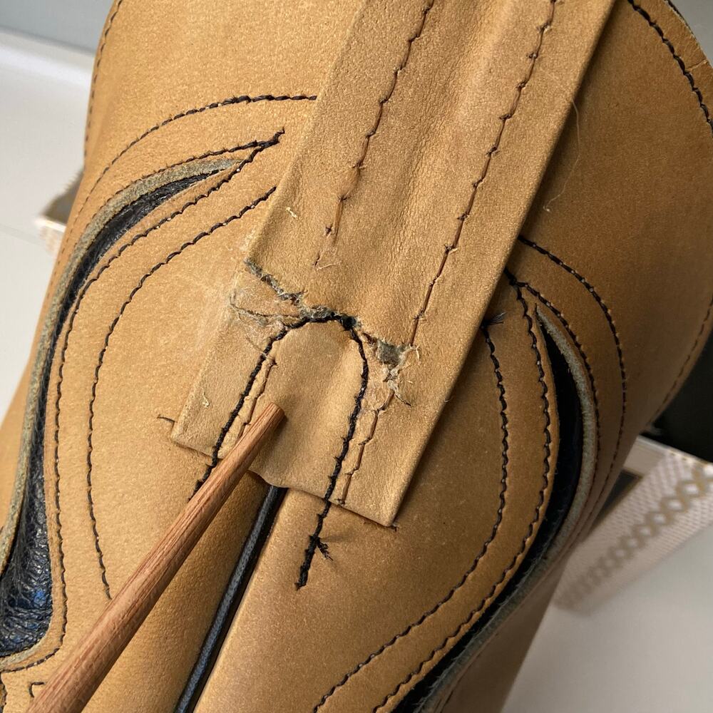 Frye Longhorn Inlay Leather Cowgirl Boots Sz 7.5 Black Tan Leather Vintage - Picture 10 of 16